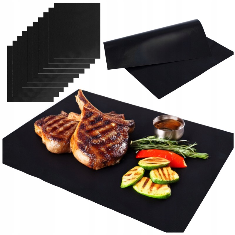 10x tefloninis grilio kilimėlio padėklas daugkartinio naudojimo grilio grotelės bbq 40x33cm