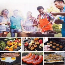 10x tefloninis grilio kilimėlio padėklas daugkartinio naudojimo grilio grotelės bbq 40x33cm