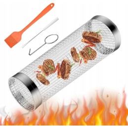 Apvalus nerūdijančio plieno grotelių krepšys, tinklelis 9 x 9 x 20 cm