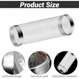 Apvalus nerūdijančio plieno grotelių krepšys, tinklelis 9 x 9 x 20 cm