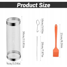 Apvalus nerūdijančio plieno grotelių krepšys, tinklelis 9 x 9 x 20 cm