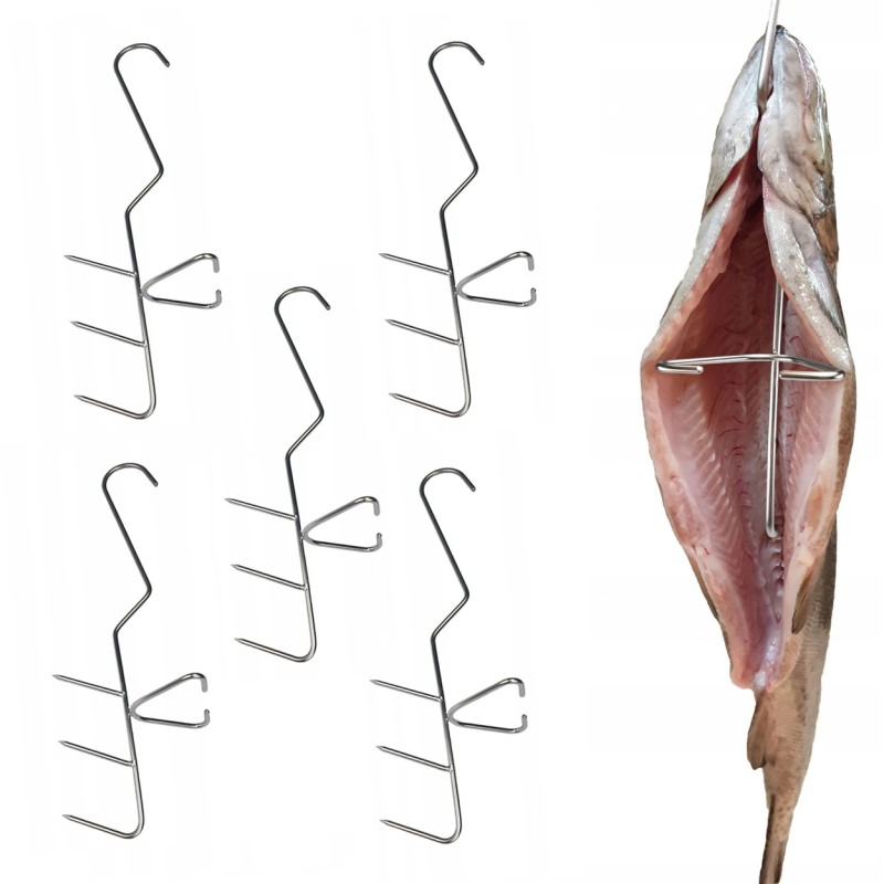 Trigubi žuvies rūkymo kabliukai 20 5 cm inox, 5 vnt