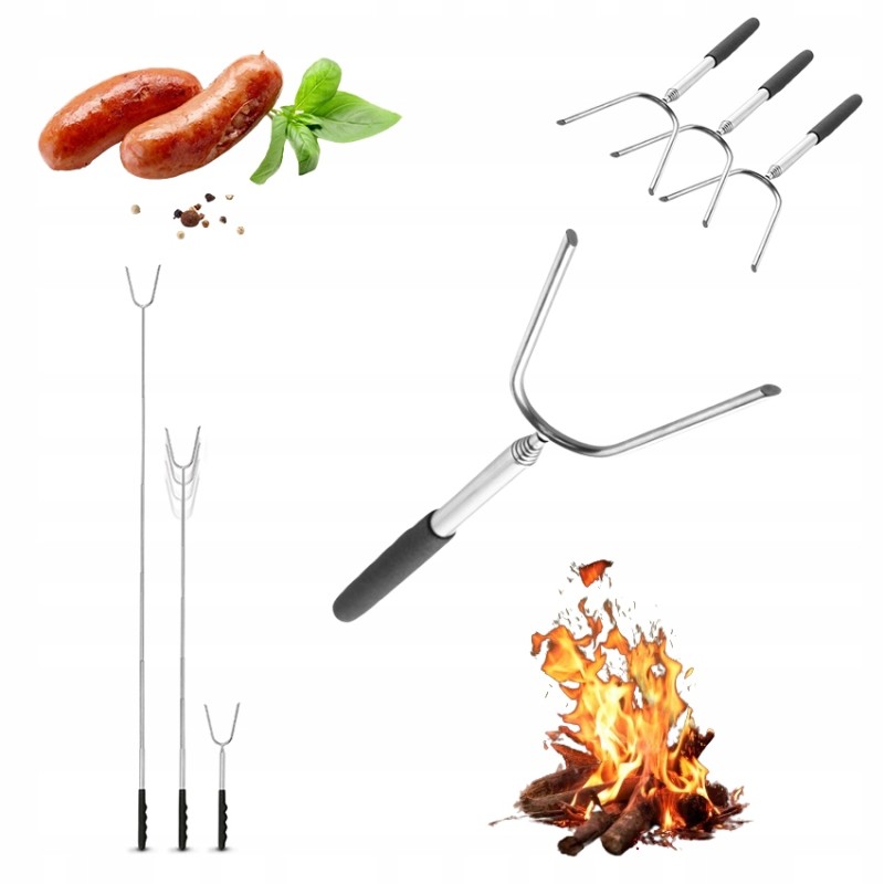 Laužo lazdos, teleskopinės židinio šakutės, 30 - 115 cm, komplekte 4 vnt.