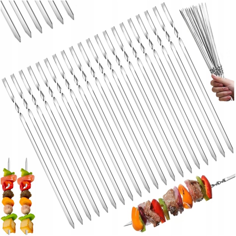 Nerūdijančio plieno mėsos kebabų iešmeliai, grilis, 20 vnt