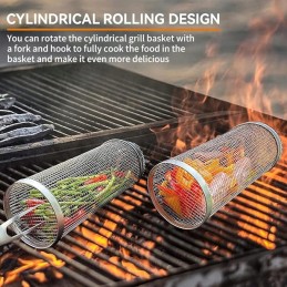 Grilio rinkinys, grotelės, krepšelis su kabliuku ir valymo šepečiu