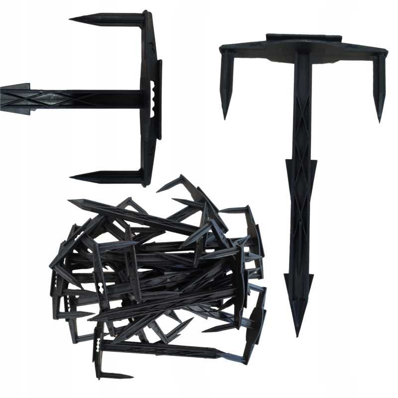 Trišakio smeigtukai agrotekstilei, geotekstilei, 50 vnt, 17 cm