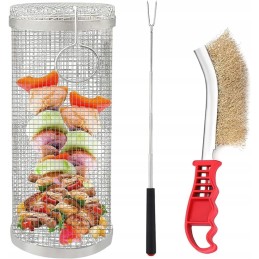 Grilio rinkinys, grotelės, krepšelis su kabliuku ir valymo šepečiu