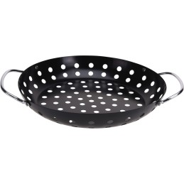 Grilling basket metal perforated black 24x29 cm