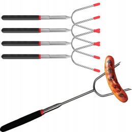 4x lazda, teleskopinis stulpas laužui, šakutė, šakutė, šašlykinės laužas, ilgas