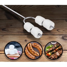 4x lazda, teleskopinis stulpas laužui, šakutė, šakutė, šašlykinės laužas, ilgas