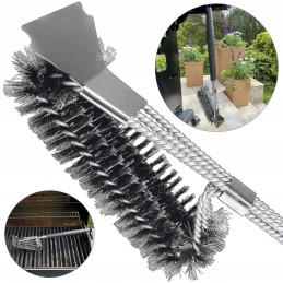 ️3 eilių nerūdijančio plieno grotelių valymo šepetys su grandikliu ️