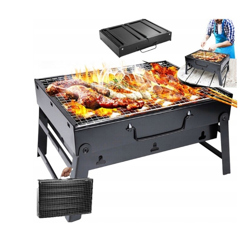 Grilis sulankstomas turistinis lagaminas nešiojamas sodas anglis kempingas BBQ