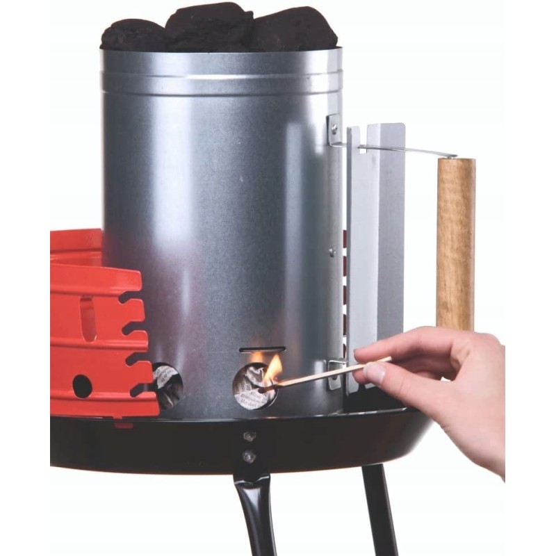 Kaminas, skirtas apšviesti briketus ant kepsninės