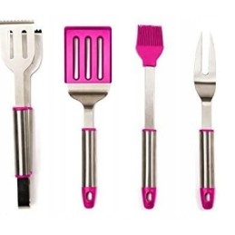 Rožinis kepsninės įrankių rinkinys