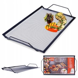 ⭐ Grilio grotelės 40x22 cm plieninis juodas padėklas