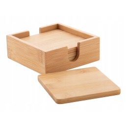 4 bambukinių padėkliukų rinkinys su stovu iš go green serijos