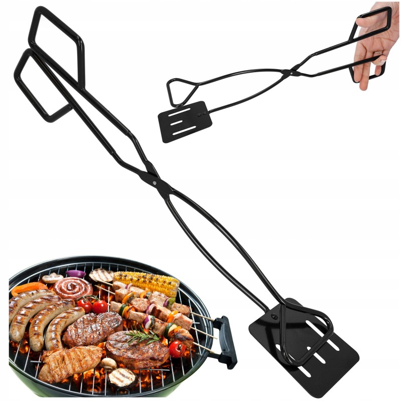 Grilio žnyplės, virtuviniai nagai, metalinės mėsos žirklės, kietos, 42 cm