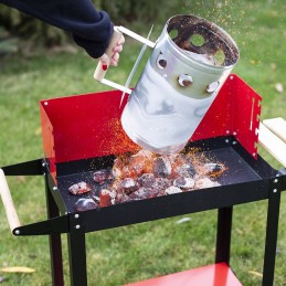 Kaminas anglies briketams uždegti ant grotelių