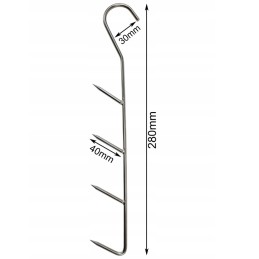 Lux kiaulienos rūkymo kabliukas, 4 peiliukai, stori, 5 vnt