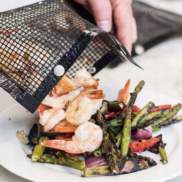 Tinklinis krepšys griliui, grotelės su spaustukais - 1x 24 × 17 cm