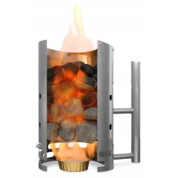 Kaminas šašlykinei apšviesti naudojant juodos anglies briketus su metaline rankena1