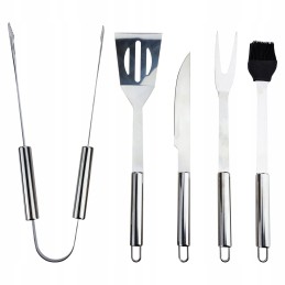 Grilio priedai, įrankių komplektas, žnyplės + dėklas