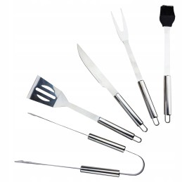 Grilio priedai, įrankių komplektas, žnyplės + dėklas