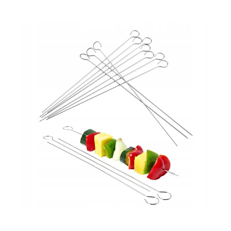 Šašlyko iešmeliai 40 cm, grotelės, 10 vnt