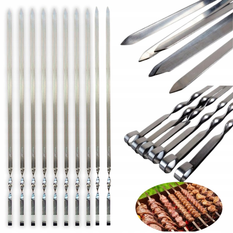 Plieniniai iešmai kebabams kepti, ilgi 50 cm, 10 vnt