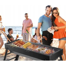 Large portable charcoal garden grill foldable camping suitcase