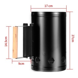 Dūmtraukis griliui apkurti anglies briketais rūkykloje, juodas ugnies starteris, 27x17cm