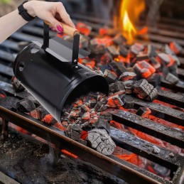 Kaminas šašlykinei uždegti, anglių laužas, didelis briketinis ugnies starteris