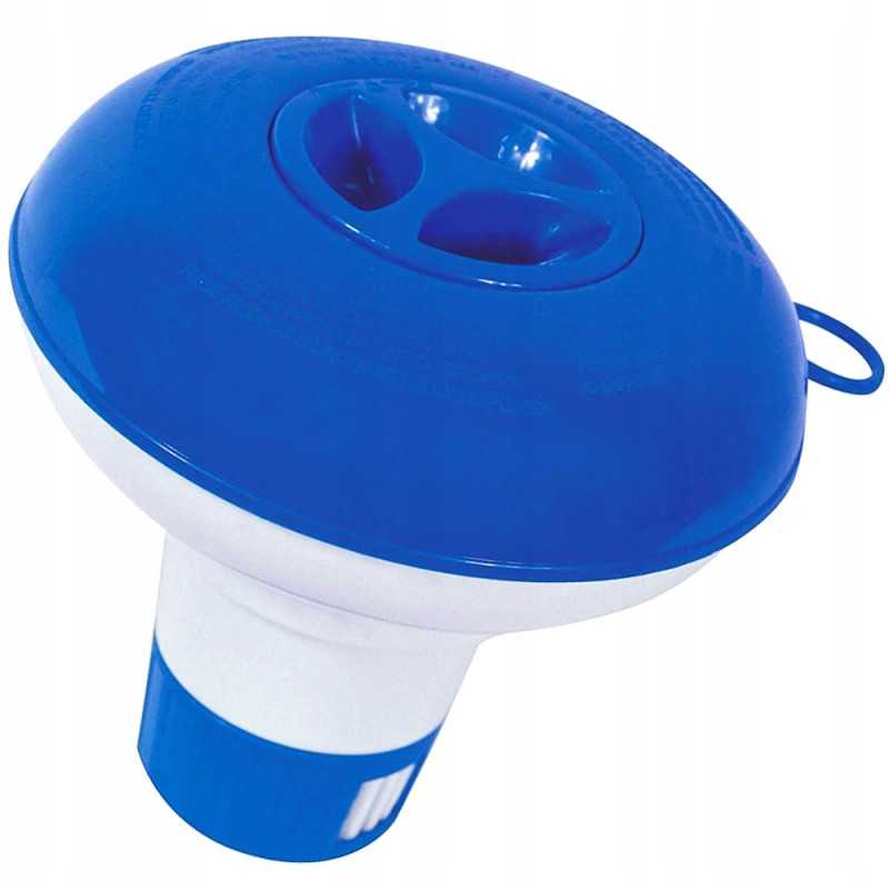 Baseino cheminių medžiagų dozatorius su chloro tabletėmis ir plūde