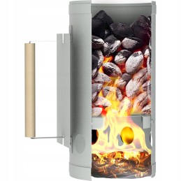 Kaminas apšvietimui anglies briketai BBQ židinys židinio grilis 26x17cm sidabrinis4