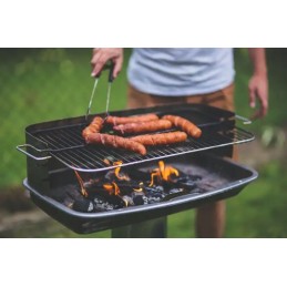 Kaminas apšvietimui anglies briketai BBQ židinys židinio grilis 26x17cm sidabrinis4