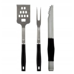 Žnyplės, mentelė, šakutė, metalas, rinkinys iš 3 grilio dalių