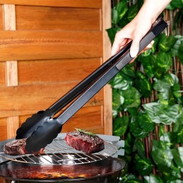 Juodos plieninės grilio žnyplės 51 cm