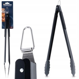 Juodos plieninės grilio žnyplės 51 cm