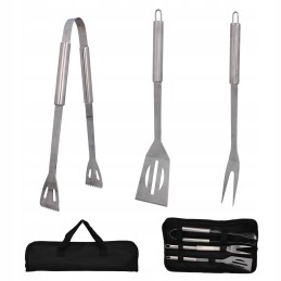 Grilio mentelė / šakutė / žnyplės + dėklas