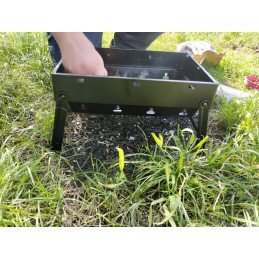 Garden charcoal grill, portable, foldable, picnic + kindling