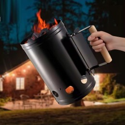 Kaminas šašlykinei uždegti, anglių laužas, didelis briketinis ugnies starteris