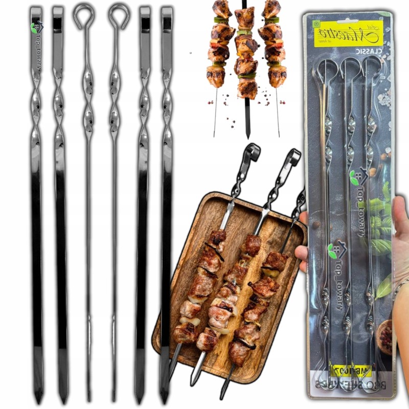 Ilgi plieniniai iešmeliai iešmams kepti ant grotelių