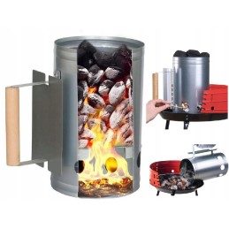 Dūmtraukis šašlykinės uždegimui su anglies briketais, ugnis židinyje, greitas užsidegimas