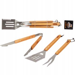 Plieninių grilio rinkinys, priedai, kepsninės reikmenys, 3 viename kempinės