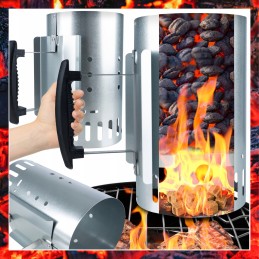 Kaminas, skirtas apšviesti bbq anglies briketų grilį