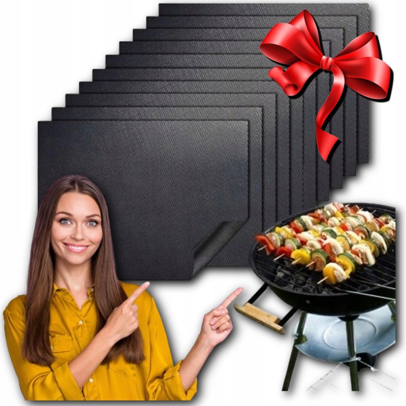 Tefloninis grilio kilimėlis, kepimo skardos, daugkartinės, tvirtos, sertifikuotos, 10 vnt