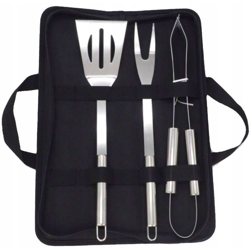 Grilio įrankių rinkinys: žnyplės, mentelė, šakutė, Oldman bbq, rinkinys 3 vnt.
