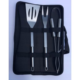 Grilio įrankių rinkinys: žnyplės, mentelė, šakutė, Oldman bbq, rinkinys 3 vnt.