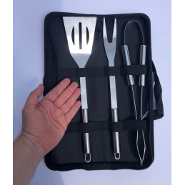 Grilio įrankių rinkinys: žnyplės, mentelė, šakutė, Oldman bbq, rinkinys 3 vnt.