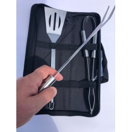 Grilio įrankių rinkinys: žnyplės, mentelė, šakutė, Oldman bbq, rinkinys 3 vnt.